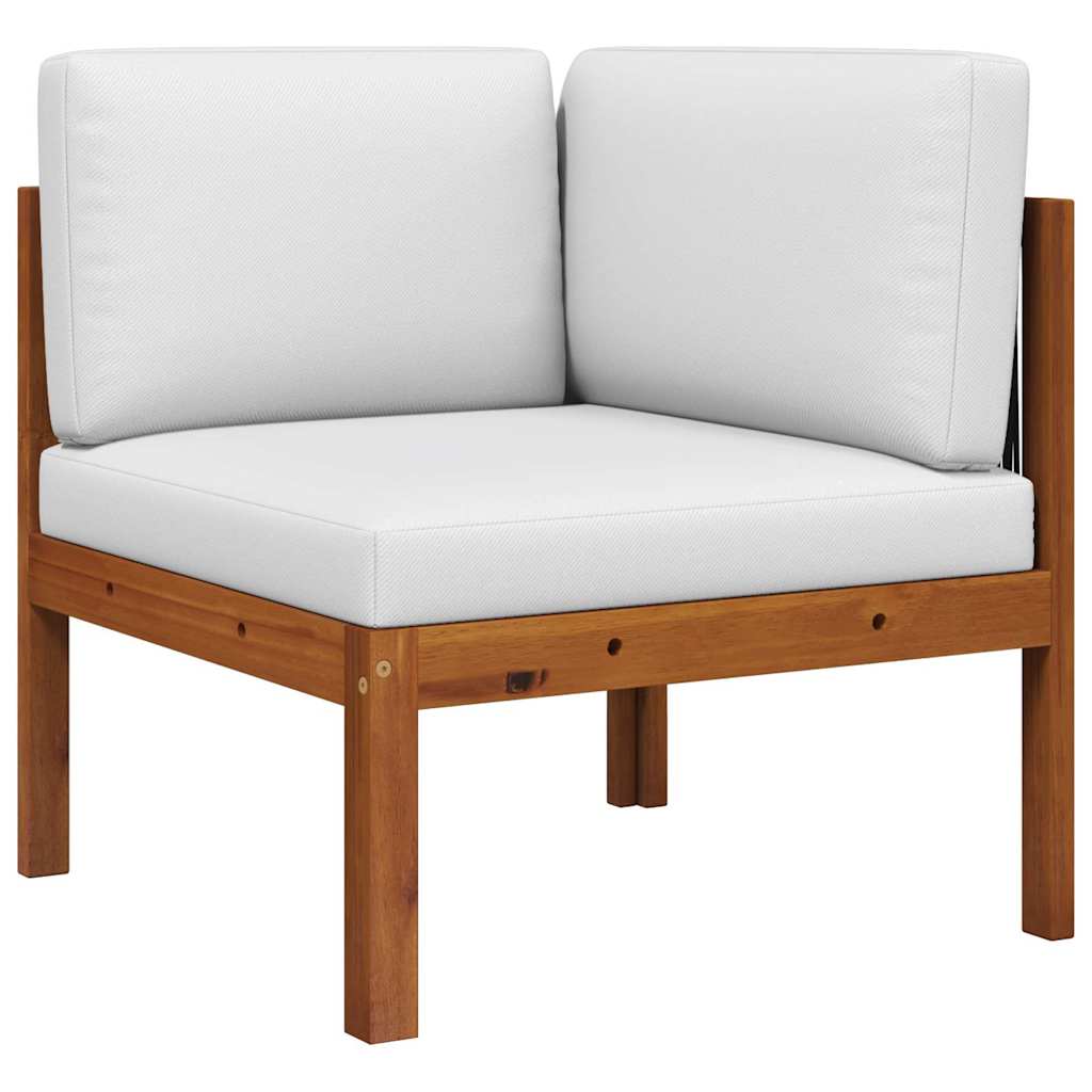Set da giardino 2 pezzi con cuscini in legno di acacia e corda