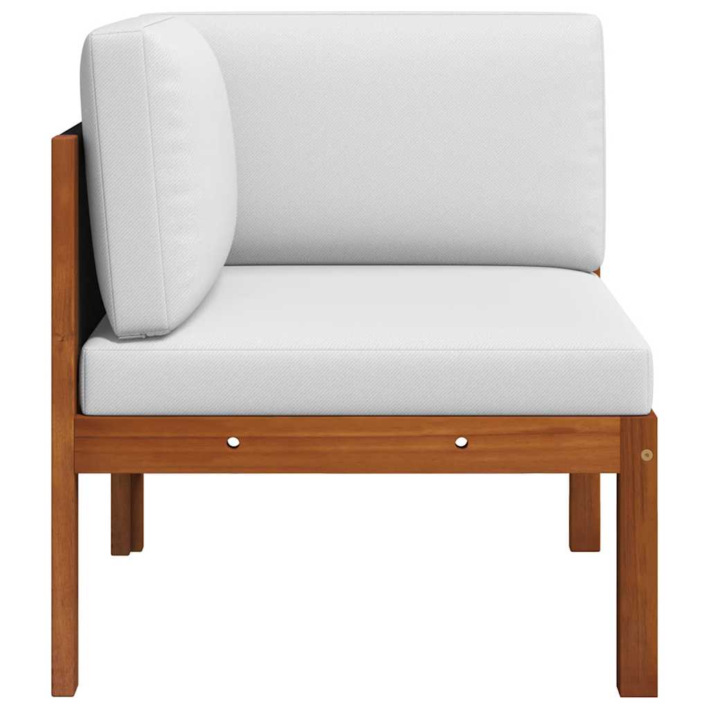 Divano angolare da giardino con cuscini in legno di acacia e corda