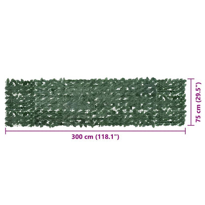 Paravento da Balcone con Foglie Verde Scuro 300x75 cm