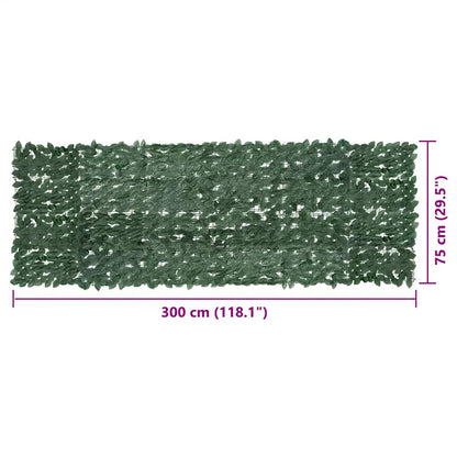 Paravento da Balcone con Foglie Verde Scuro 300x100 cm