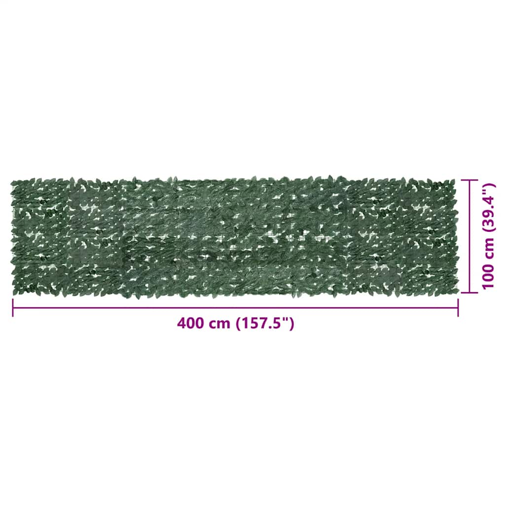 Paravento da Balcone con Foglie Verde Scuro 400x100 cm | homemem39