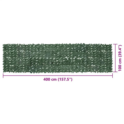 Paravento da Balcone con Foglie Verde Scuro 400x100 cm
