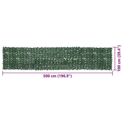 Paravento da Balcone con Foglie Verde Scuro 500x100 cm - homemem39