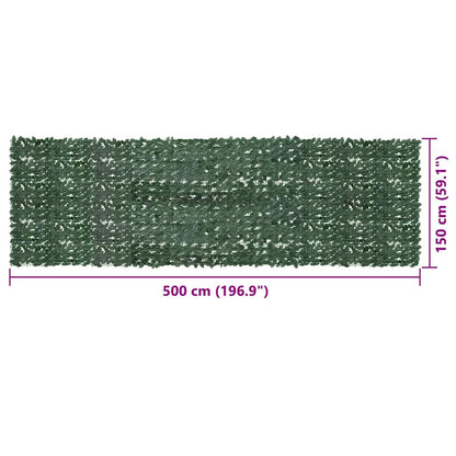 Paravento da Balcone con Foglie Verde Scuro 500x150 cm