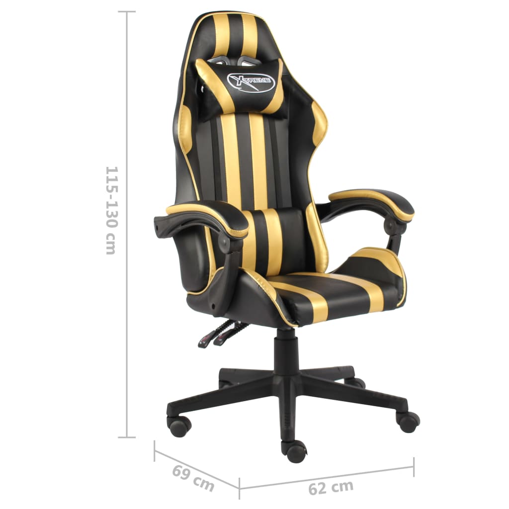 Sedia da Gaming Nero e Oro in Similpelle | homemem39