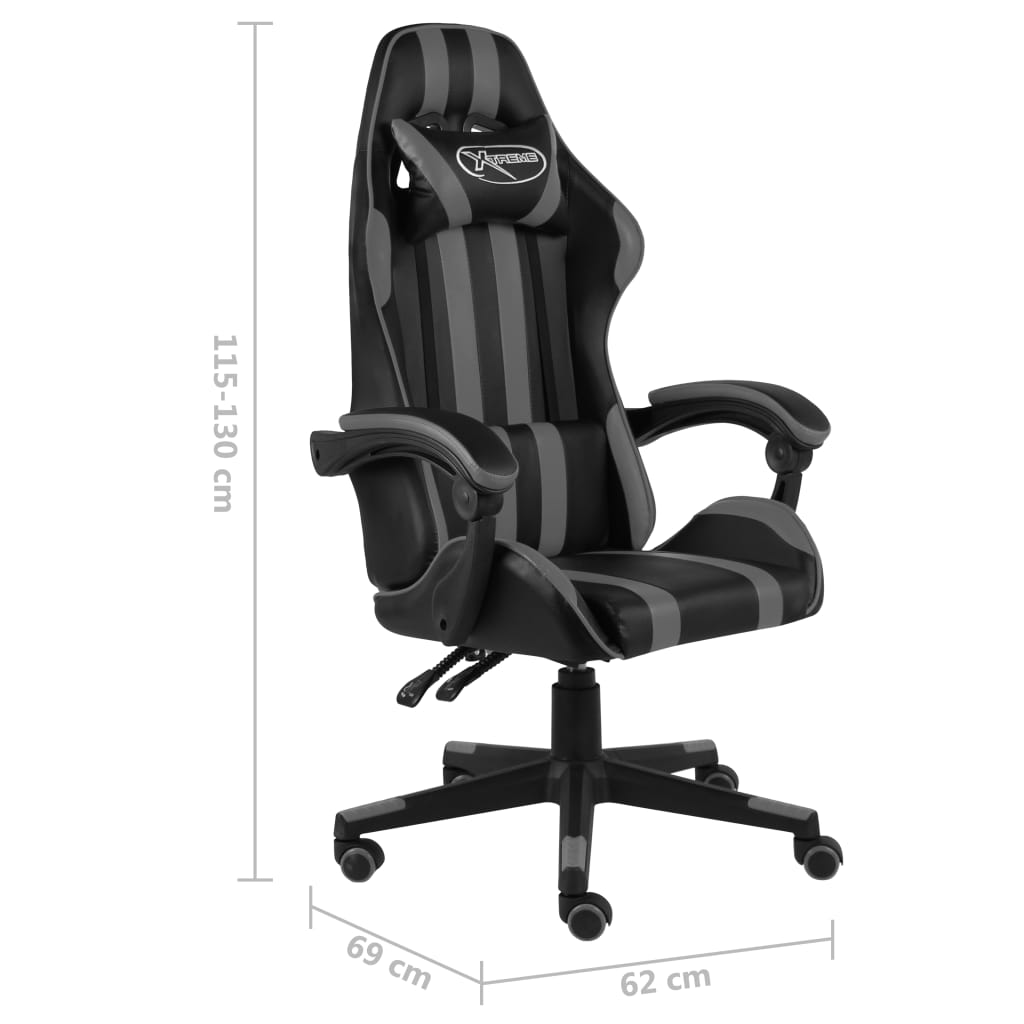 Sedia da Gaming Nero e Grigio in Similpelle