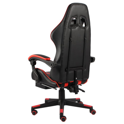 Sedia da Gaming con Poggiapiedi Nero e Rosso in Similpelle - homemem39
