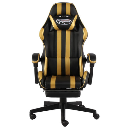Sedia da Gaming con Poggiapiedi Nero e Oro in Similpelle - homemem39