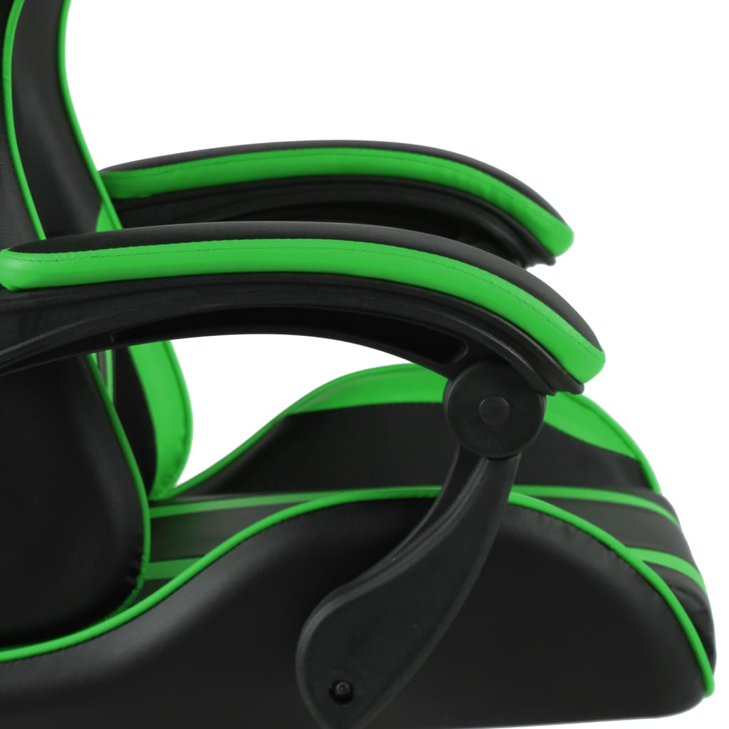 Sedia da Gaming con Poggiapiedi Nero e Verde in Similpelle - homemem39
