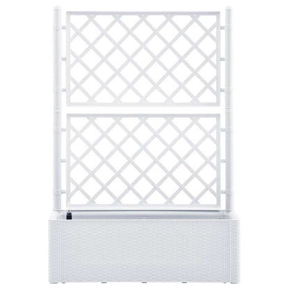 Letto Rialzato da Giardino con Graticcio e Irrigazione Bianco