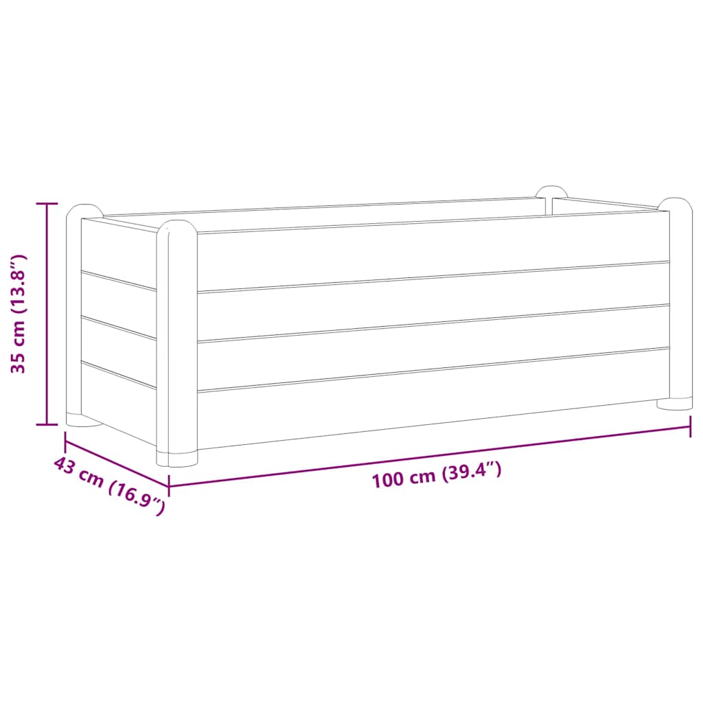 Letto Rialzato da Giardino in PP Bianco 100x43x35 cm | homemem39