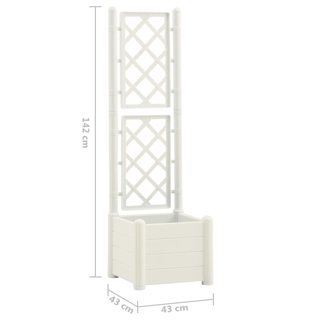 Fioriera da Giardino con Graticcio 43x43x142 cm PP Bianco - homemem39