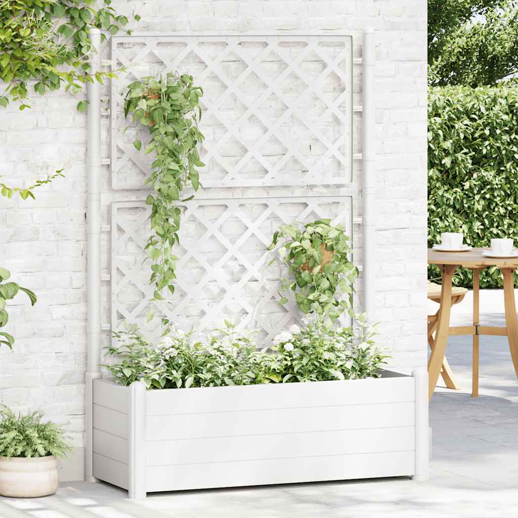 Fioriera da Giardino con Graticcio 100x43x142 cm PP Bianco | homemem39