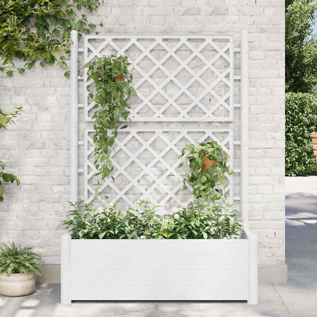 Fioriera da Giardino con Graticcio 100x43x142 cm PP Bianco | homemem39