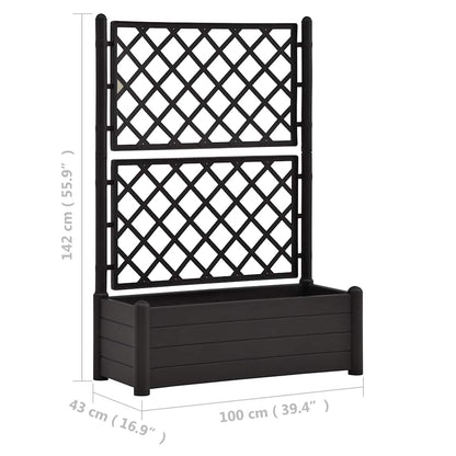 Fioriera da Giardino con Graticcio 100x43x142 cm PP Antracite | homemem39