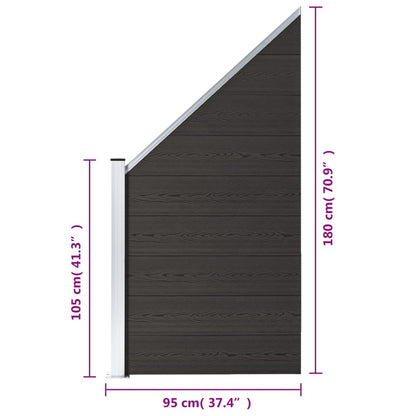 Pannello di Recinzione in WPC 95x(105-180) cm Nero | homemem39