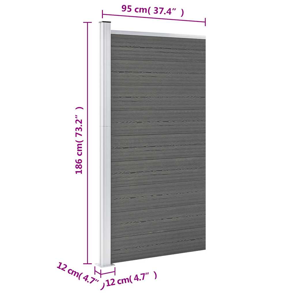 Pannello di Recinzione in WPC 95x186 cm Grigio | homemem39