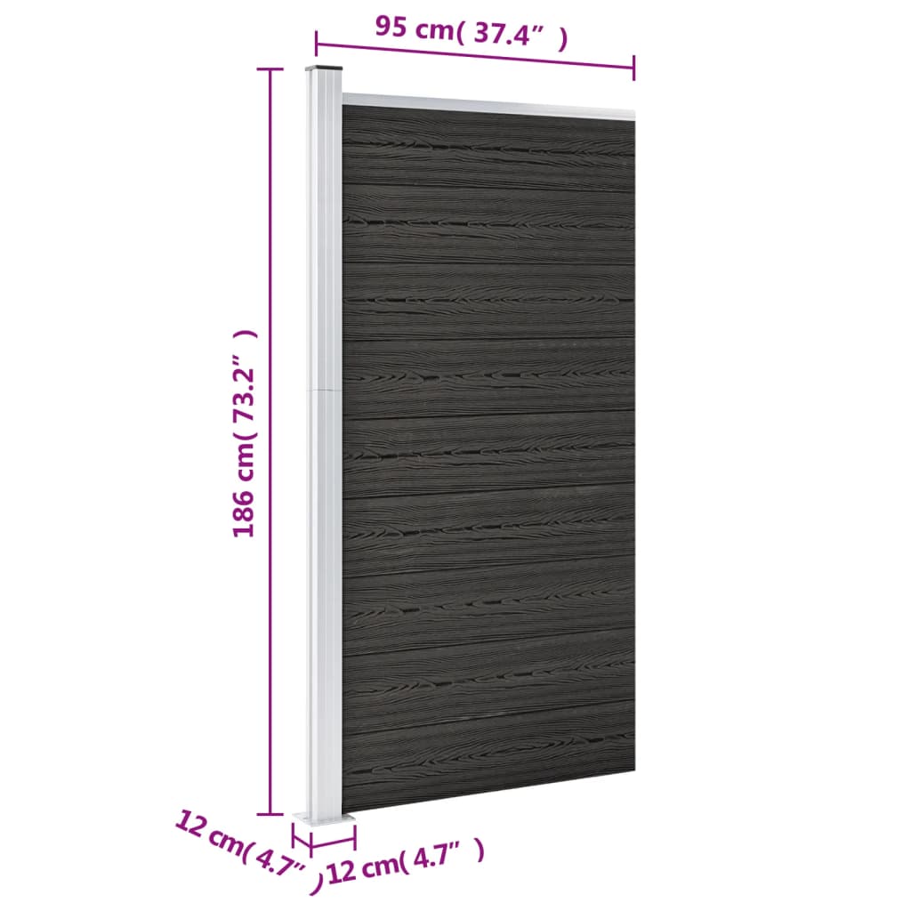 Pannello di Recinzione in WPC 95x186 cm Grigio - homemem39