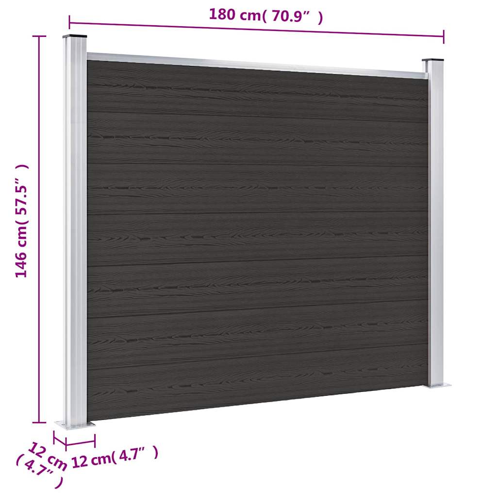 Pannello di Recinzione in WPC 180x146 cm Nero | homemem39