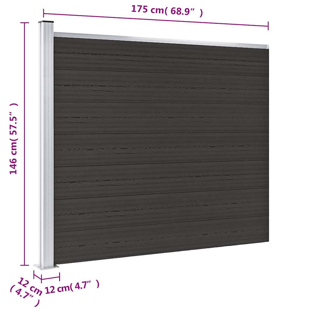 Pannello di Recinzione in WPC 175x146 cm Nero | homemem39