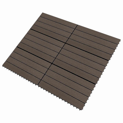 Piastrella per Decking 6 pcs Marrone Scuro 60 x 30 cm WPC