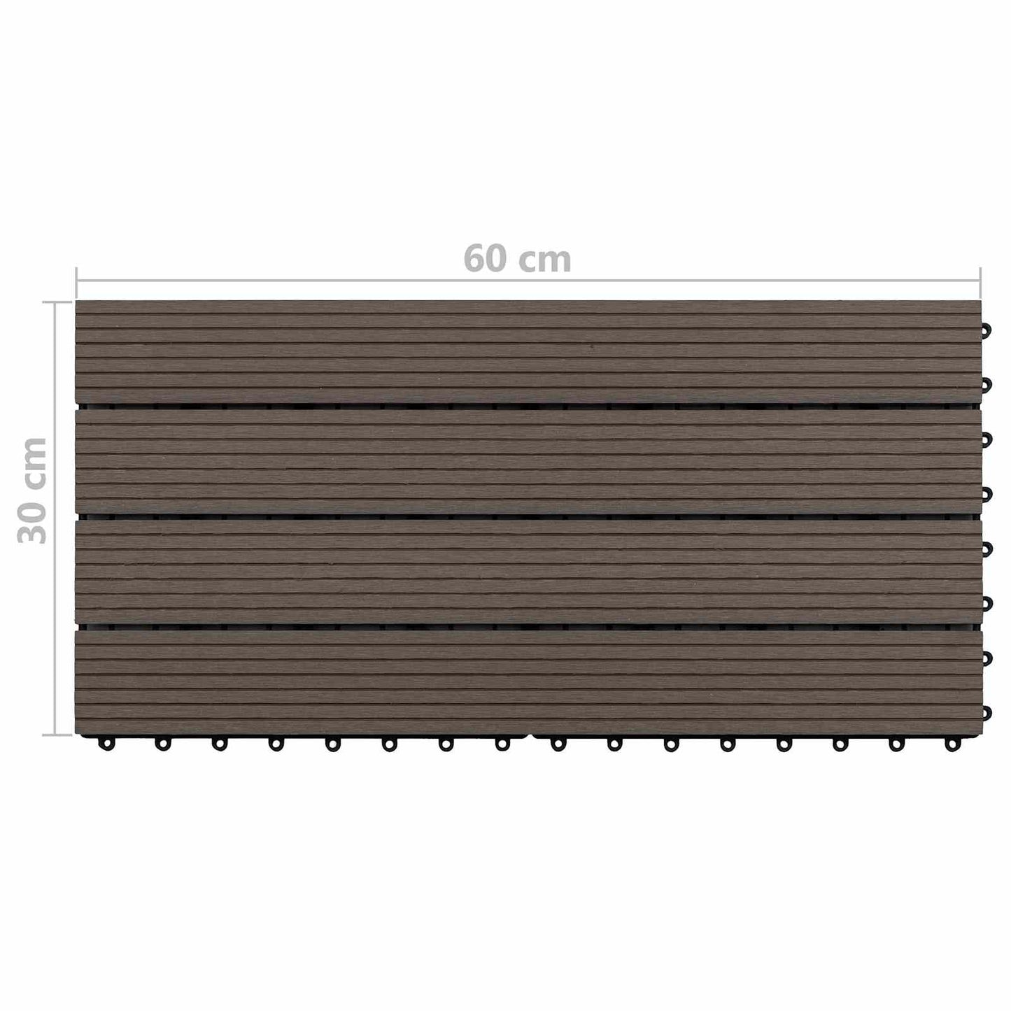 Piastrella per Decking 6 pcs Marrone Scuro 60 x 30 cm WPC
