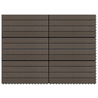 Piastrella per Decking 6 pcs Marrone Scuro 60 x 30 cm WPC