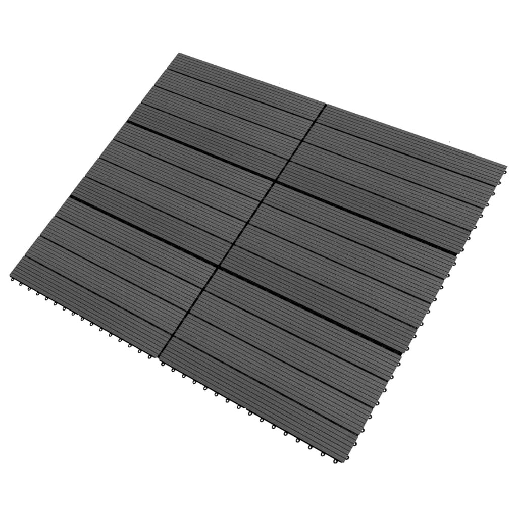 Piastrelle per Decking in WPC 6 pz 60x30 cm 1,08 m² Nere - homemem39