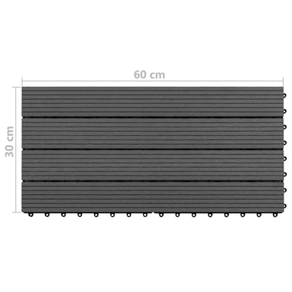 Piastrelle per Decking in WPC 6 pz 60x30 cm 1,08 m² Nere - homemem39