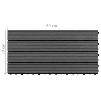 Piastrella per Decking 6 pcs Nero 60 x 30 cm WPC | homemem39
