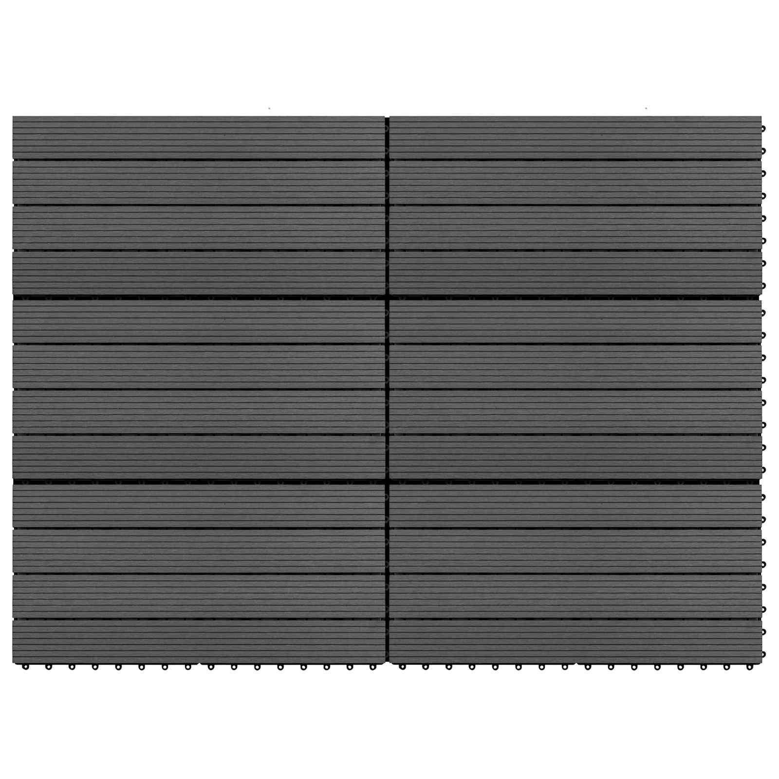 Piastrella per Decking 6 pcs Nero 60 x 30 cm WPC | homemem39