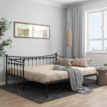Telaio Divano Letto Estraibile Nero in Metallo 90x200 cm
