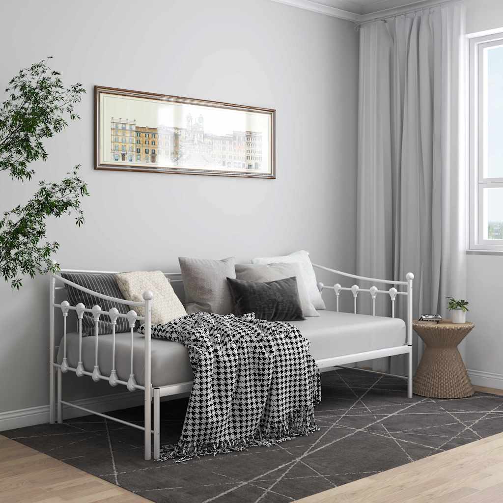 Telaio Divano Letto Estraibile Bianco in Metallo 90x200 cm