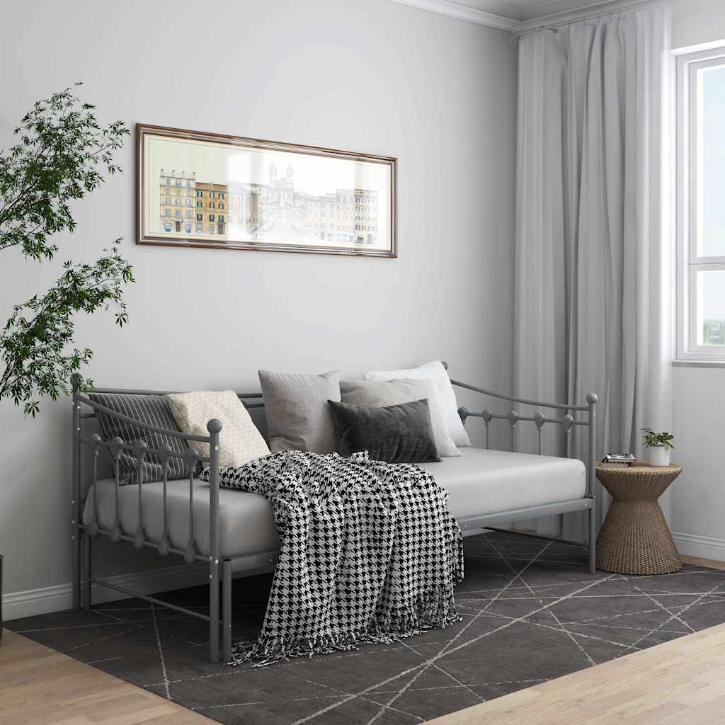 Telaio Divano Letto Estraibile Grigio in Metallo 90x200 cm