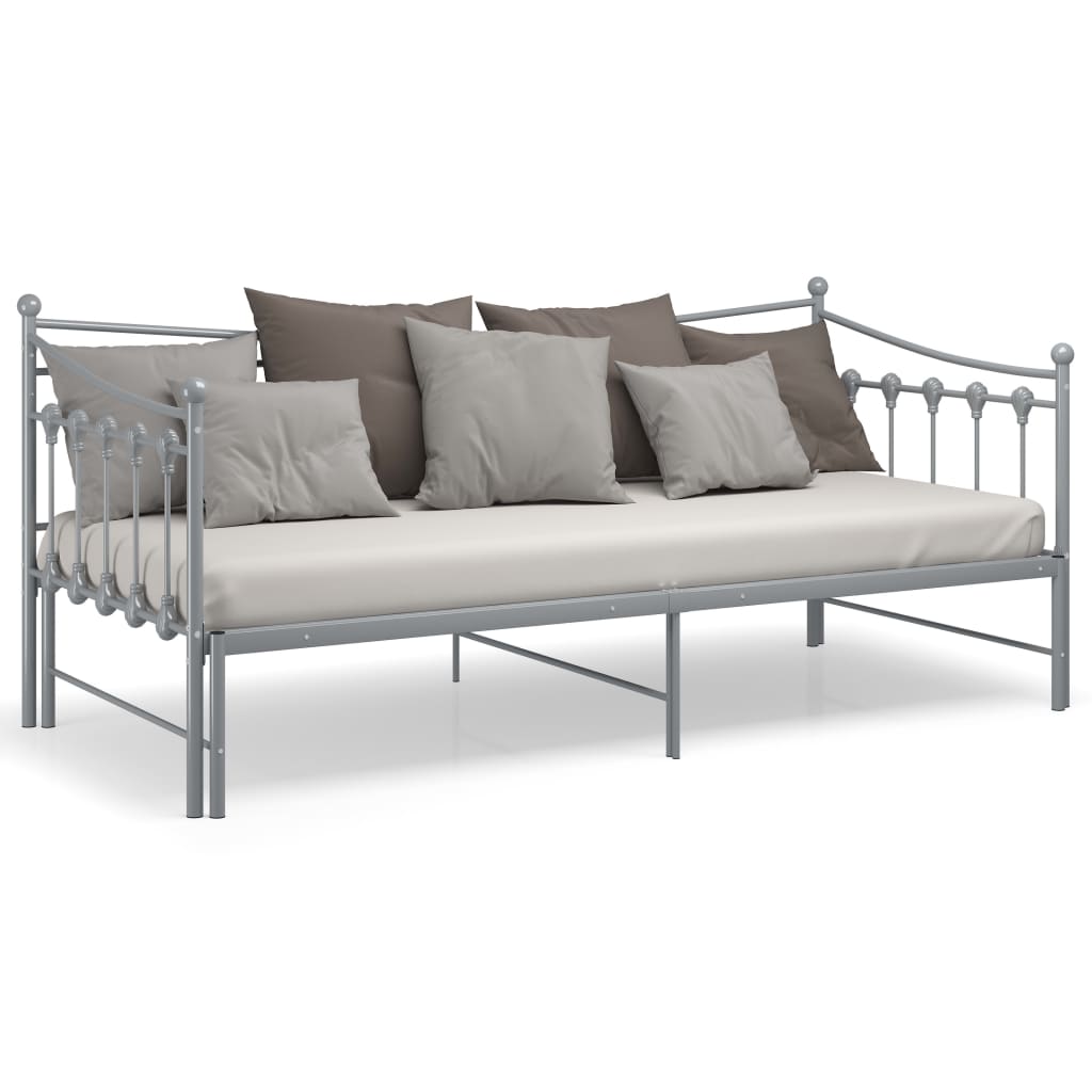 Telaio Divano Letto Estraibile Grigio in Metallo 90x200 cm