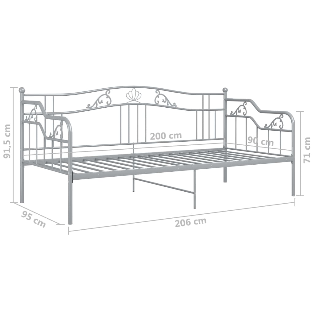 Telaio Divano Letto Grigio in Metallo 90x200 cm | homemem39