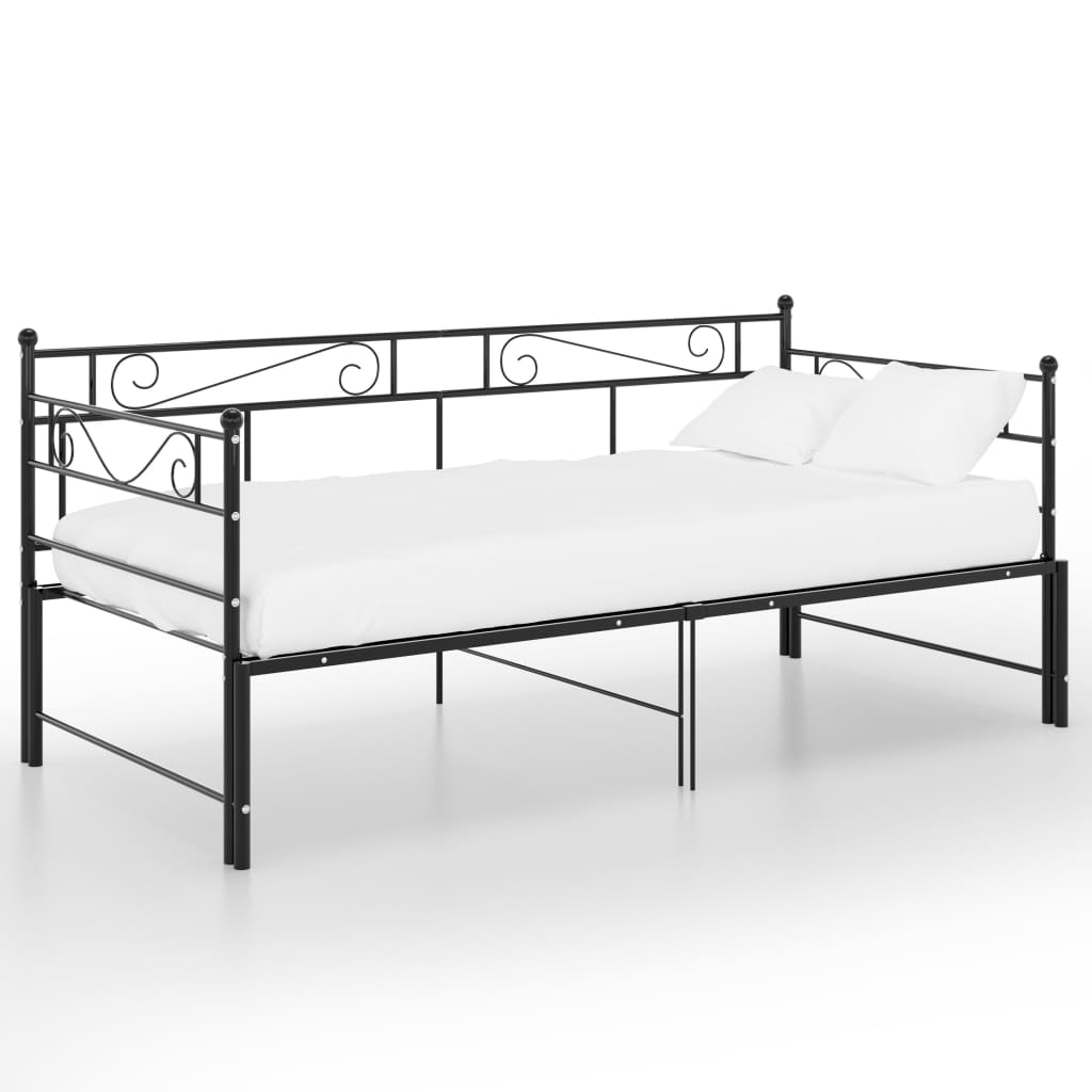 Telaio Divano Letto Estraibile Nero in Metallo 90x200 cm