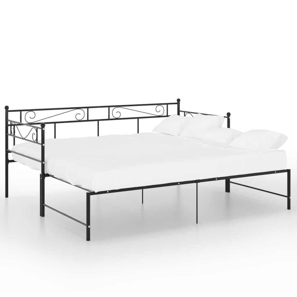 Telaio Divano Letto Estraibile Nero in Metallo 90x200 cm