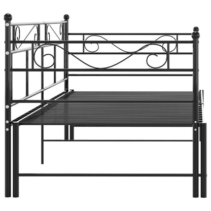 Telaio Divano Letto Estraibile Nero in Metallo 90x200 cm