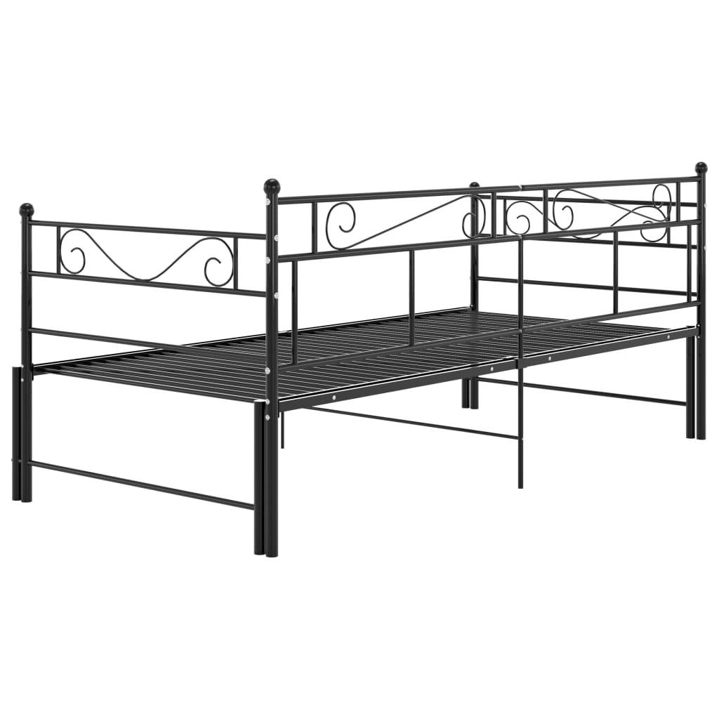 Telaio Divano Letto Estraibile Nero in Metallo 90x200 cm