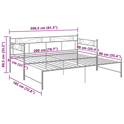 Telaio Divano Letto Estraibile Grigio in Metallo 90x200 cm