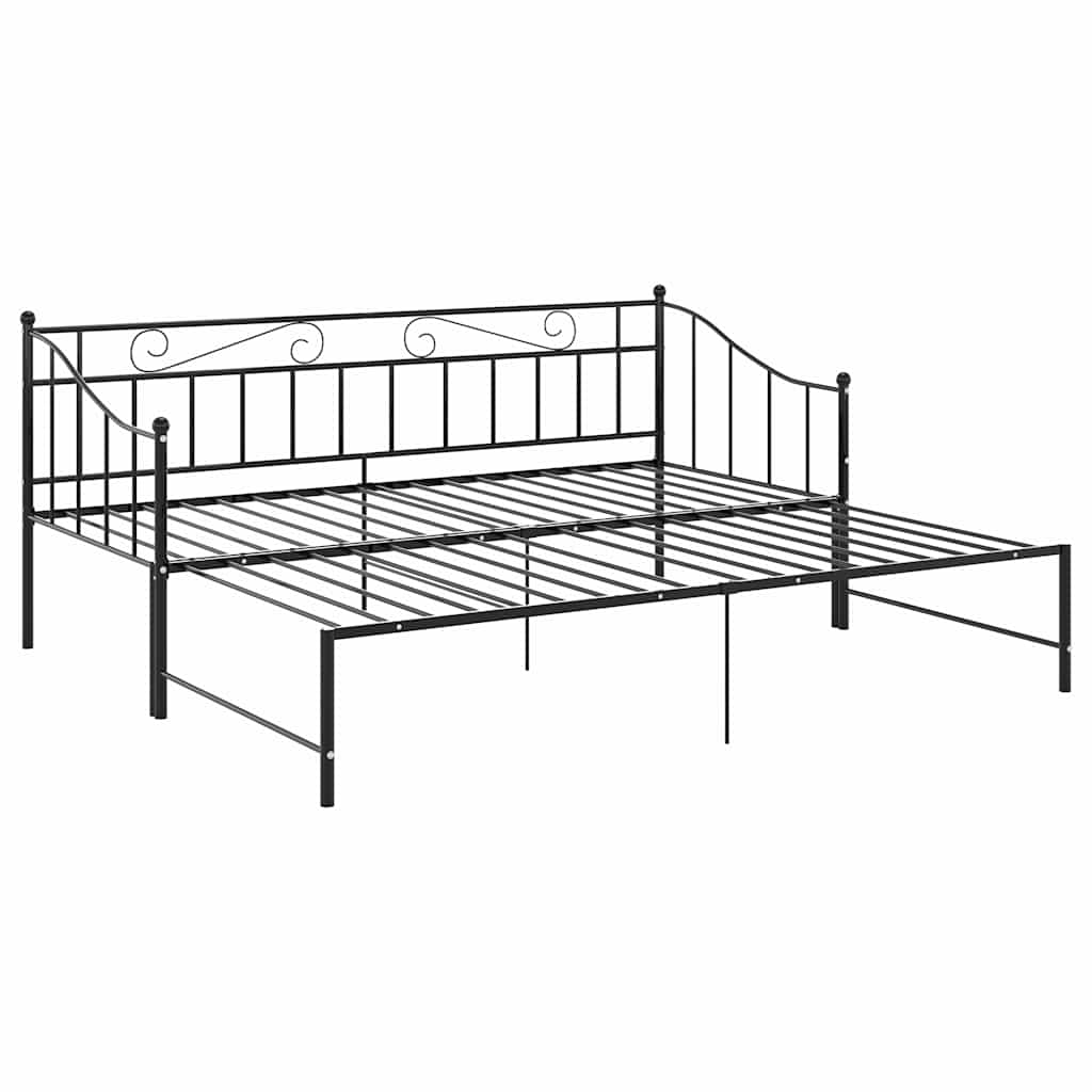 Telaio Divano Letto Estraibile Nero in Metallo 90x200 cm