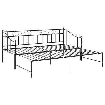 Telaio Divano Letto Estraibile Nero in Metallo 90x200 cm