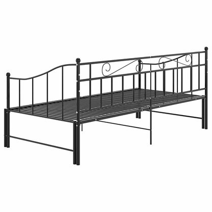 Telaio Divano Letto Estraibile Nero in Metallo 90x200 cm