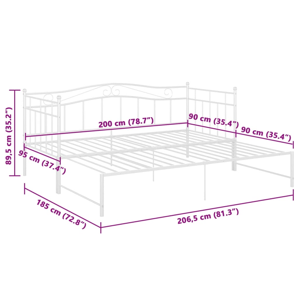 Telaio Divano Letto Estraibile Bianco in Metallo 90x200 cm - homemem39