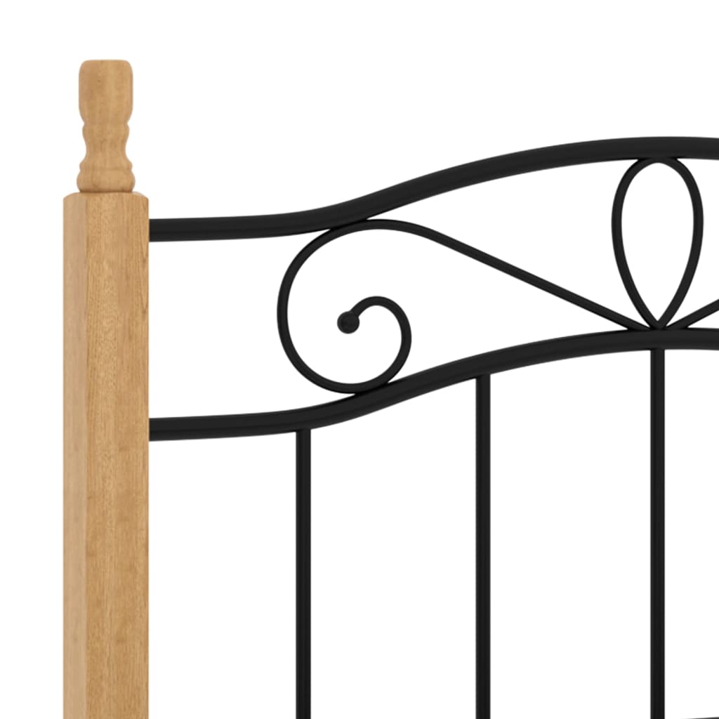 Giroletto Nero in Metallo e Legno Massello di Rovere 90x200 cm - homemem39