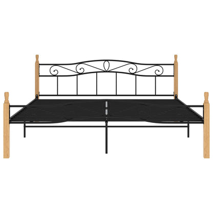 Giroletto Nero in Metallo e Legno Massello di Rovere 200x200 cm - homemem39