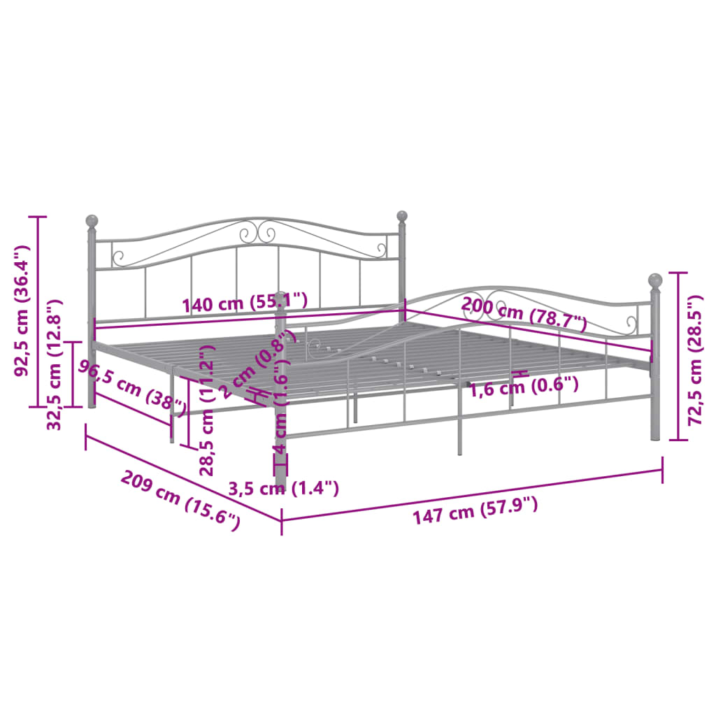Giroletto Grigio in Metallo 140x200 cm | homemem39