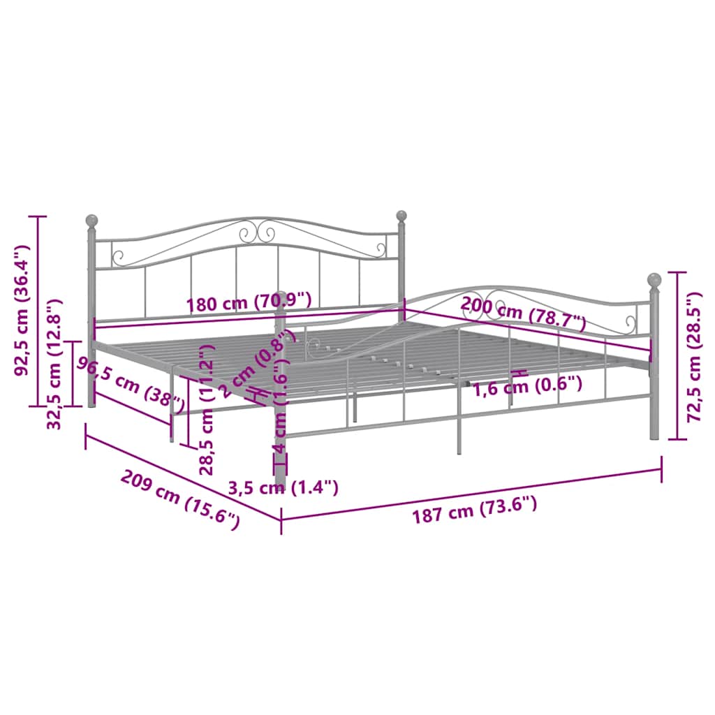 Giroletto Grigio in Metallo 180x200 cm | homemem39