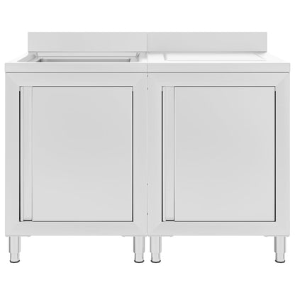 Mobiletto da Cucina con Lavandino in Acciaio Inox 120x60x96 cm - homemem39